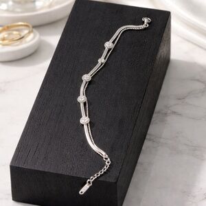 stainless steel, waterproof Bracelet with Five Sparkling Stations